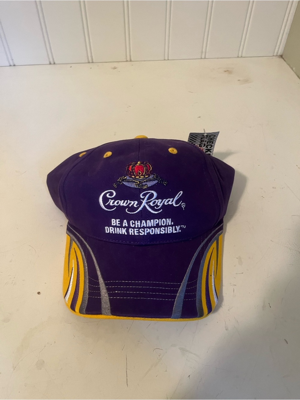 Nascar Purple and Gold Brim Cap with Holographic Sticker